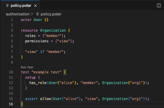 Polar policy in VS Code